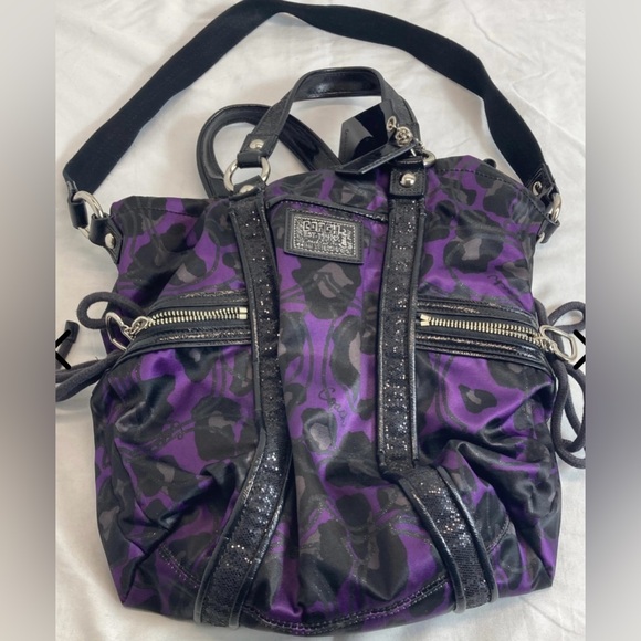 EUC Coach Daisy poppy glam glitter ocelot purple bag - Picture 1 of 11